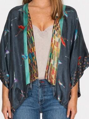 Johnny Was silk rainbow cropped kimono/jacket NWT RARE